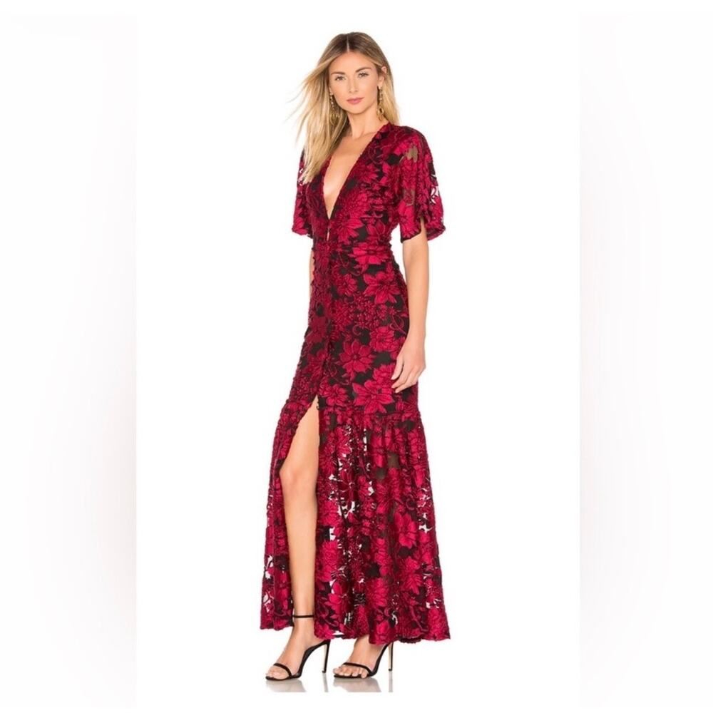 House of Harlow 1960 x Revolve Maxi Dress S Pink Floral Lace Romantic Wedding